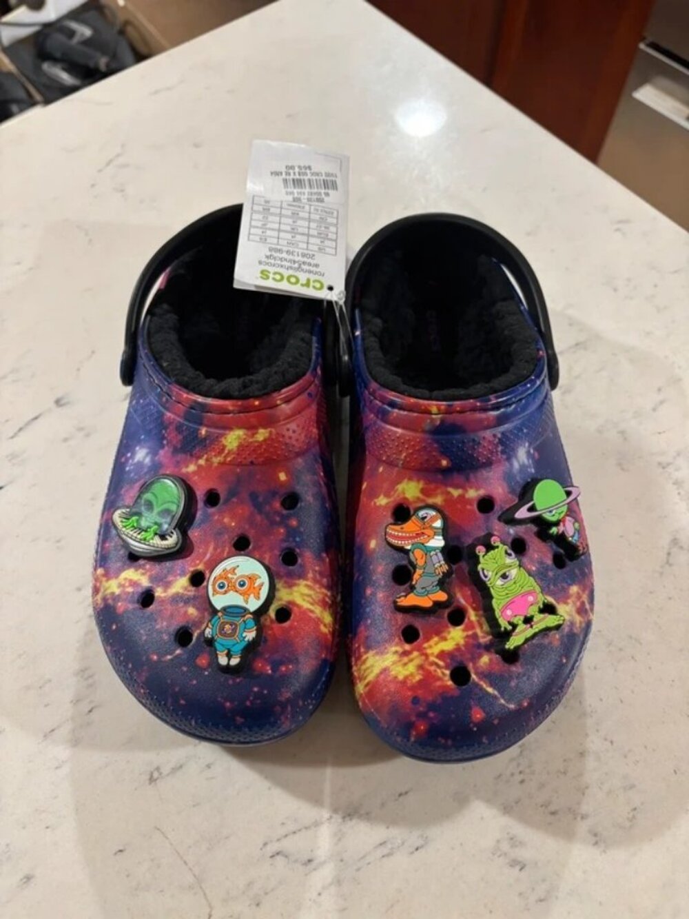 Size J4 Crocs Kids All-Terrain Space Galaxy Alien Clogs Fleece Lined New No Box